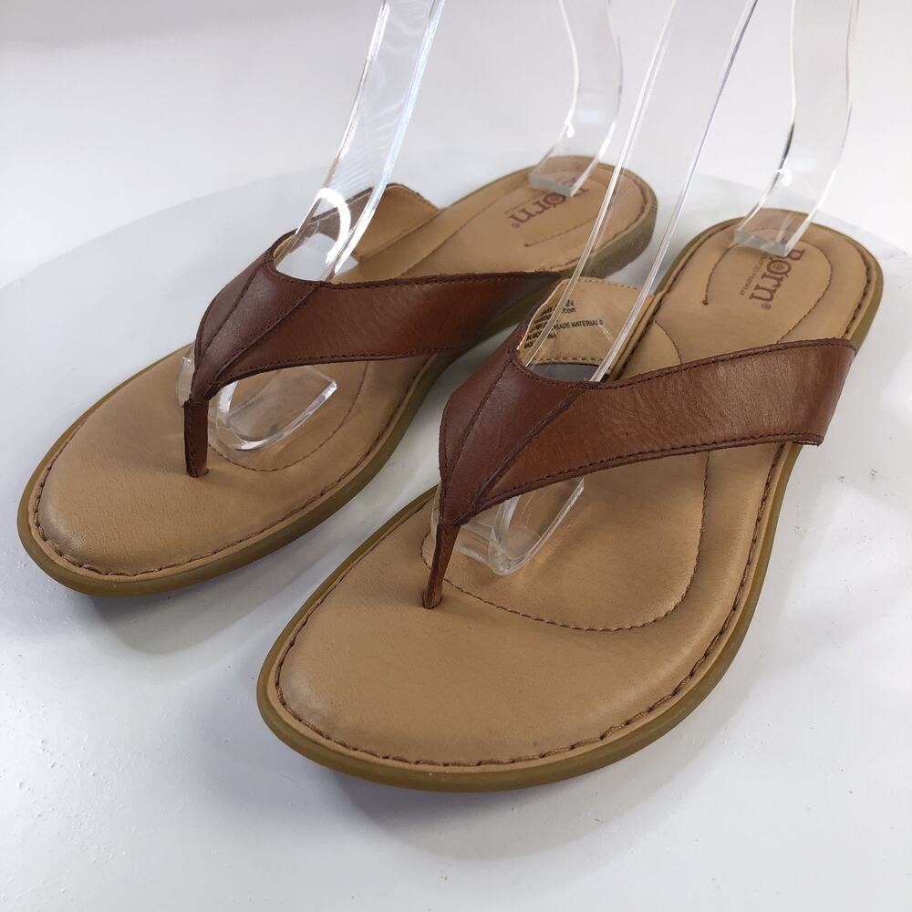 BORN Ciara Flip Flop Leather Flat Thong Sandal Women’s 10 M Brown Comfort